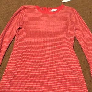 Coral and white striped sweater